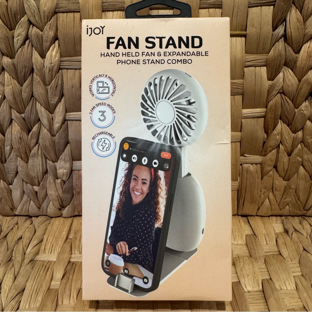 iJoy Handheld Fan & Phone Stand Holder White